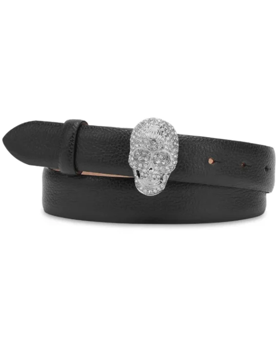 Philipp Plein Skull leather belt
