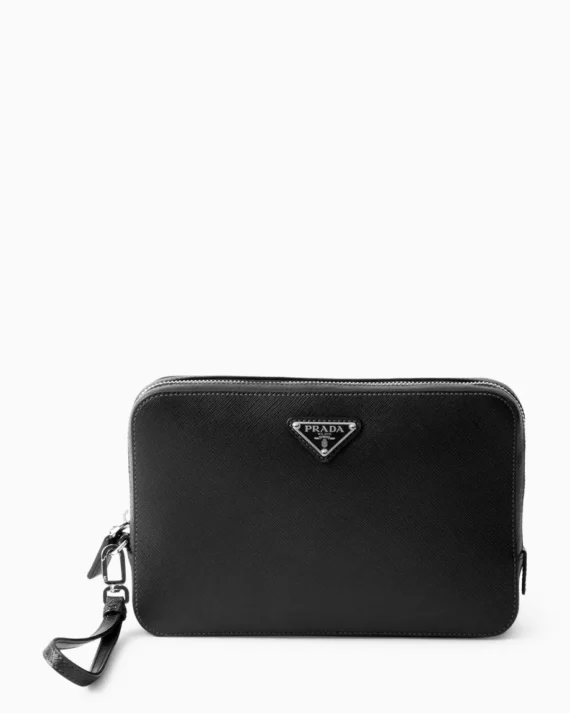 Prada Follow Wristlet Pouch in Leather