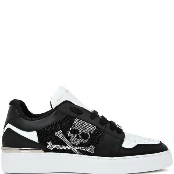 Philipp Plein Crystal Lo-Top Leather Sneakers