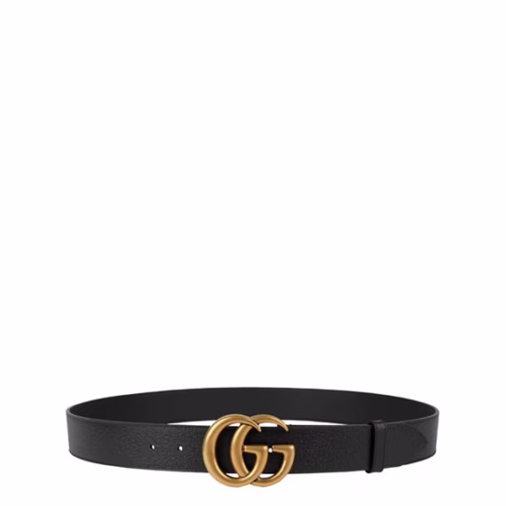 GUCCI Wide Leather Belt With Double G Buckle