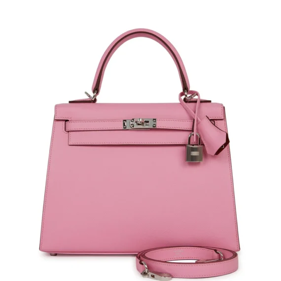 Hermès Kelly Sellier 25 Pink 5P Verso Madame Palladium Hardware