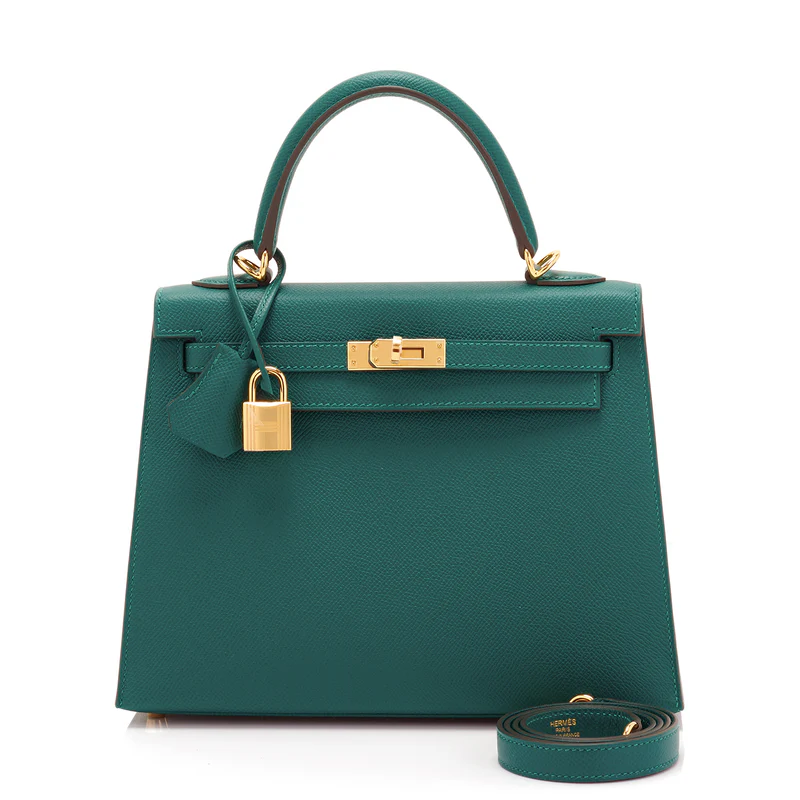 Hermes Kelly 25cm Malachite Jewel Green Epsom Gold Hardware Sellier Bag
