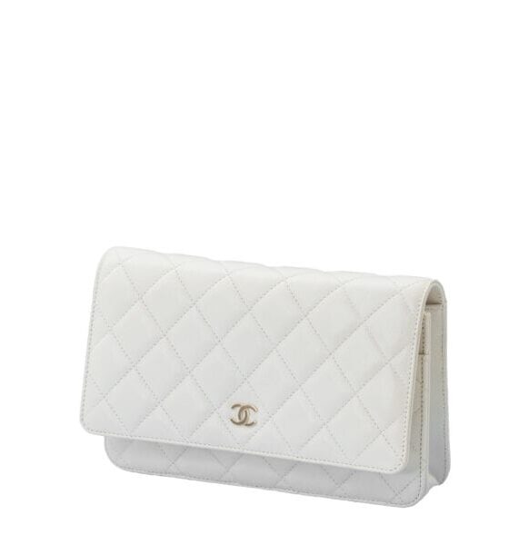 Chanel Classic Quilted Wallet On Chain White Caviar