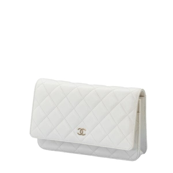 Chanel Classic Quilted Wallet On Chain White Caviar
