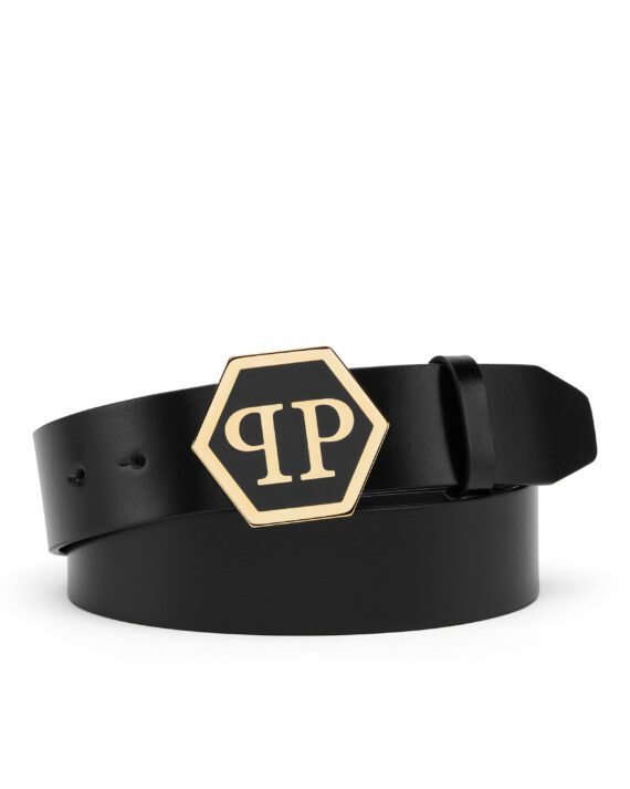 Philipp Plein Hexagon-logo leather belt
