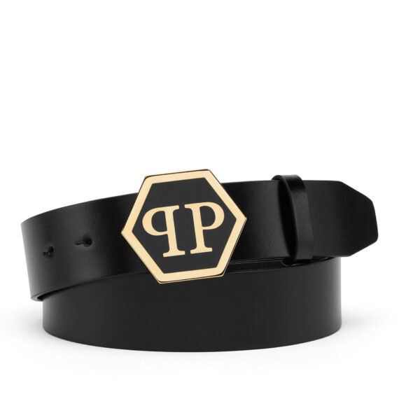 Philipp Plein Hexagon-logo leather belt