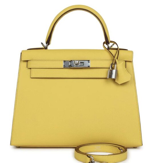 Hermès Kelly Sellier 28 Jaune de Naples Epsom Palladium Hardware