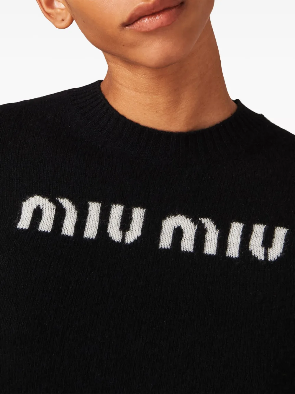 Miu Miu logo-jacquard cashmere jumper - Image 2