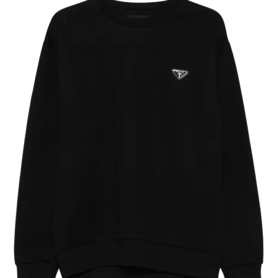 Prada logo-plaque cotton sweatshirt