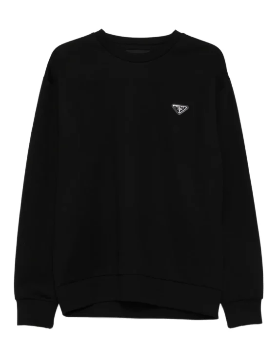 Prada logo-plaque cotton sweatshirt