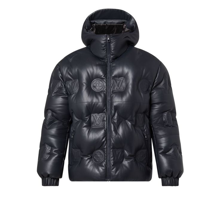 Monogram Leather Hooded Down Jacket