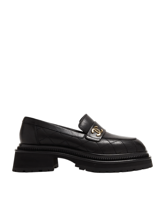 Chanel CC Quilted platform loafers