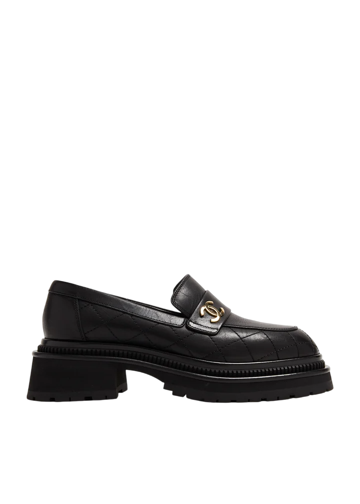 Chanel CC Quilted platform loafers