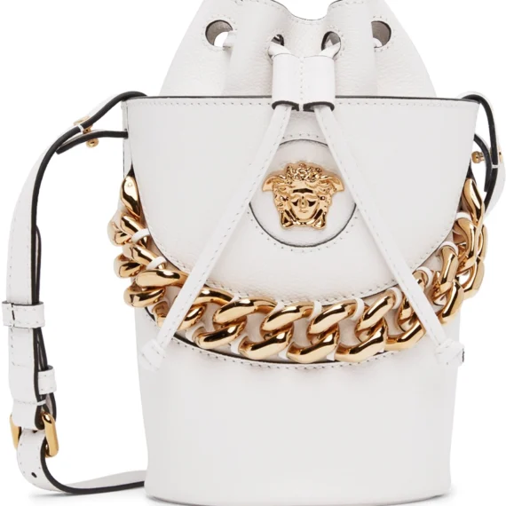 Versace White 'La Medusa' Bucket Bag